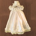 Ivory Silk Christening/Baptism Gown with Rosettes and Bonnet