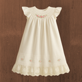 Cream Smocked Christening/Baptism Dress with Rose Embroidery