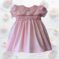 Pink Smocked Dress with Floral Embroidery