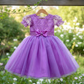 Purple lace dress with a bow