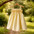 Yellow Gingham Smocked Sun Dress with Tie Straps